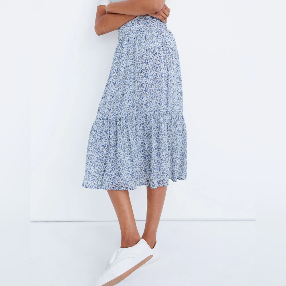 Madewell Tiered Peasant Midi Skirt in Climbing Floral